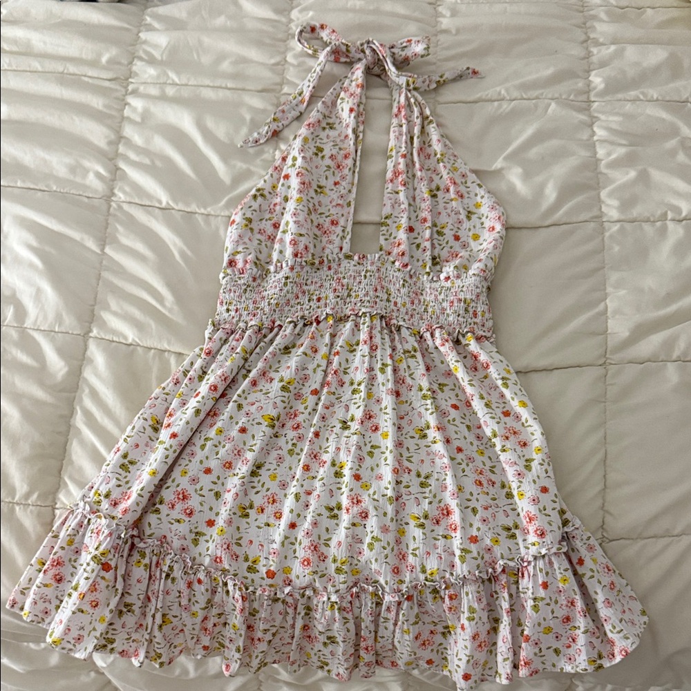 Aerie Floral Halter Mini Dress